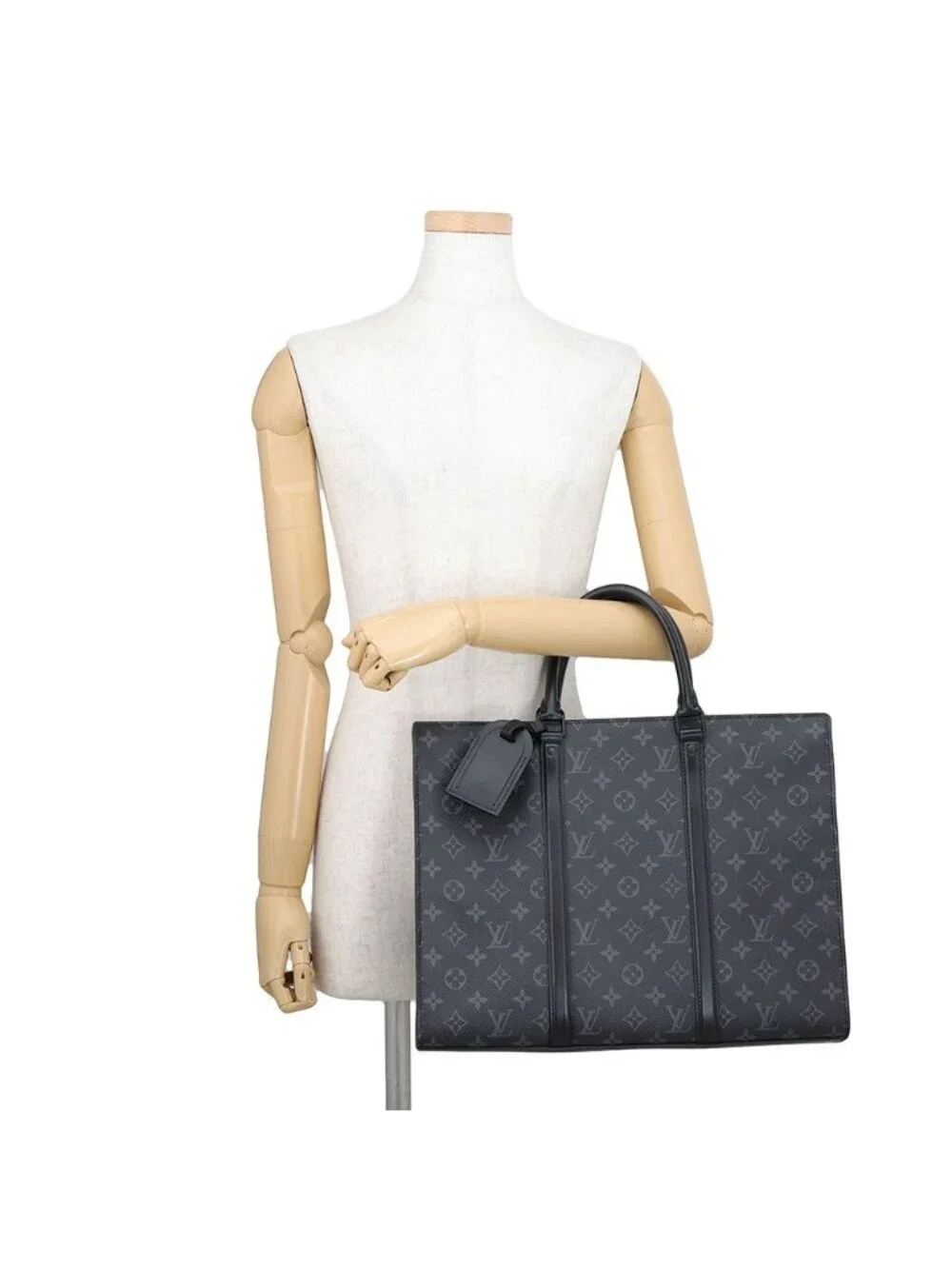 Louis Vuitton Tote Bag Monogram Eclipse Sac Plat Horizontal Zip 2-Way Business